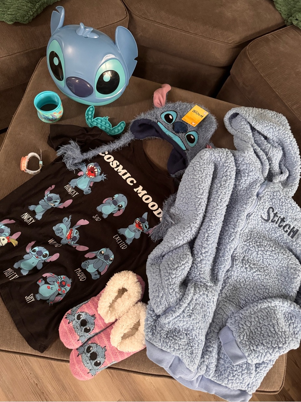 Disney Stitch Cozy Clothing & Accessories Bundle - Light Blue, Black, Pink